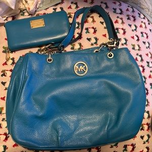 Michael Kors Teal Purse & Wallet